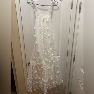 Cross Halter Appliqué Maxi Cake Dress